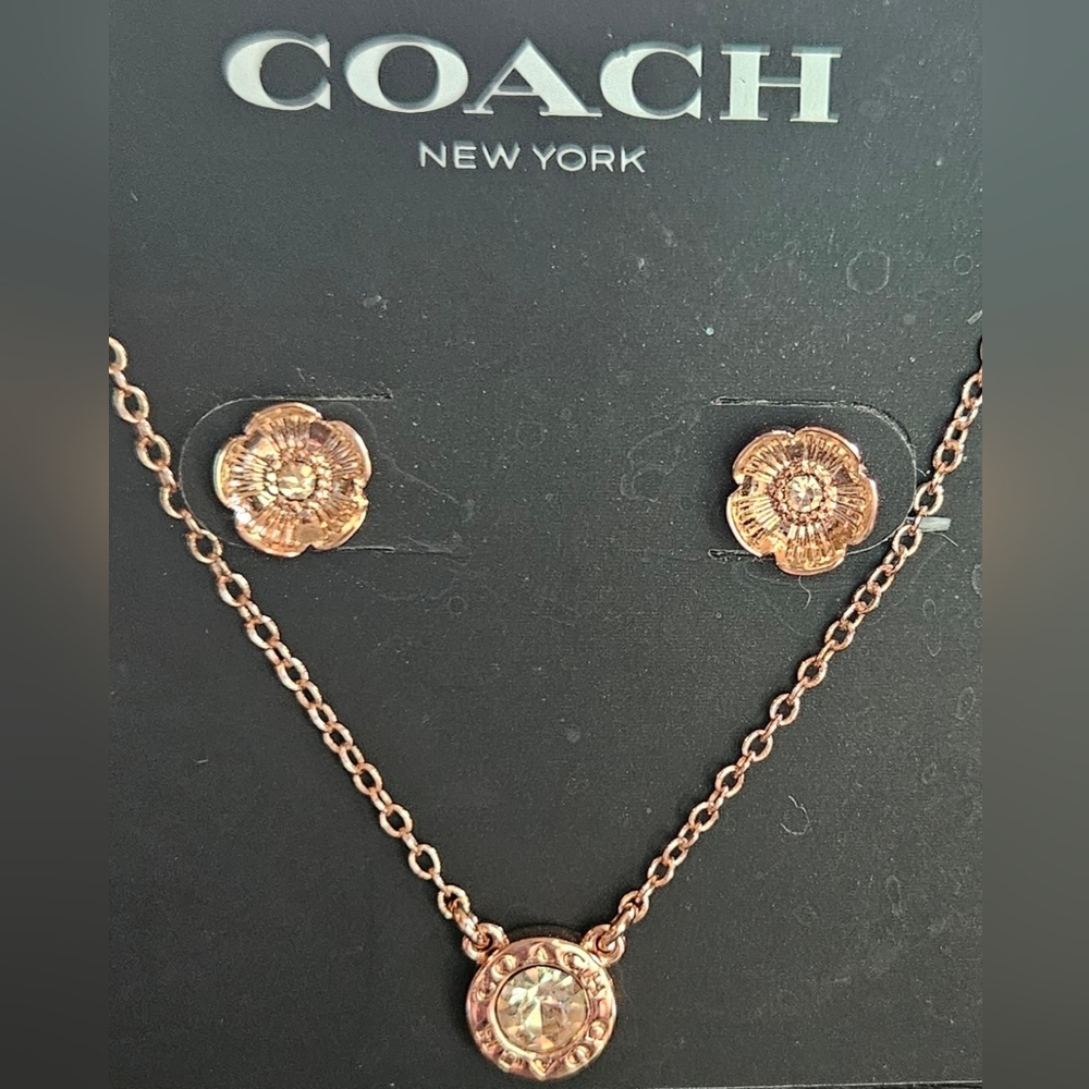 NEW! GOLDEN COACH NECKLACE WITH MATCHING EARRINGS ♡♡♡♡
